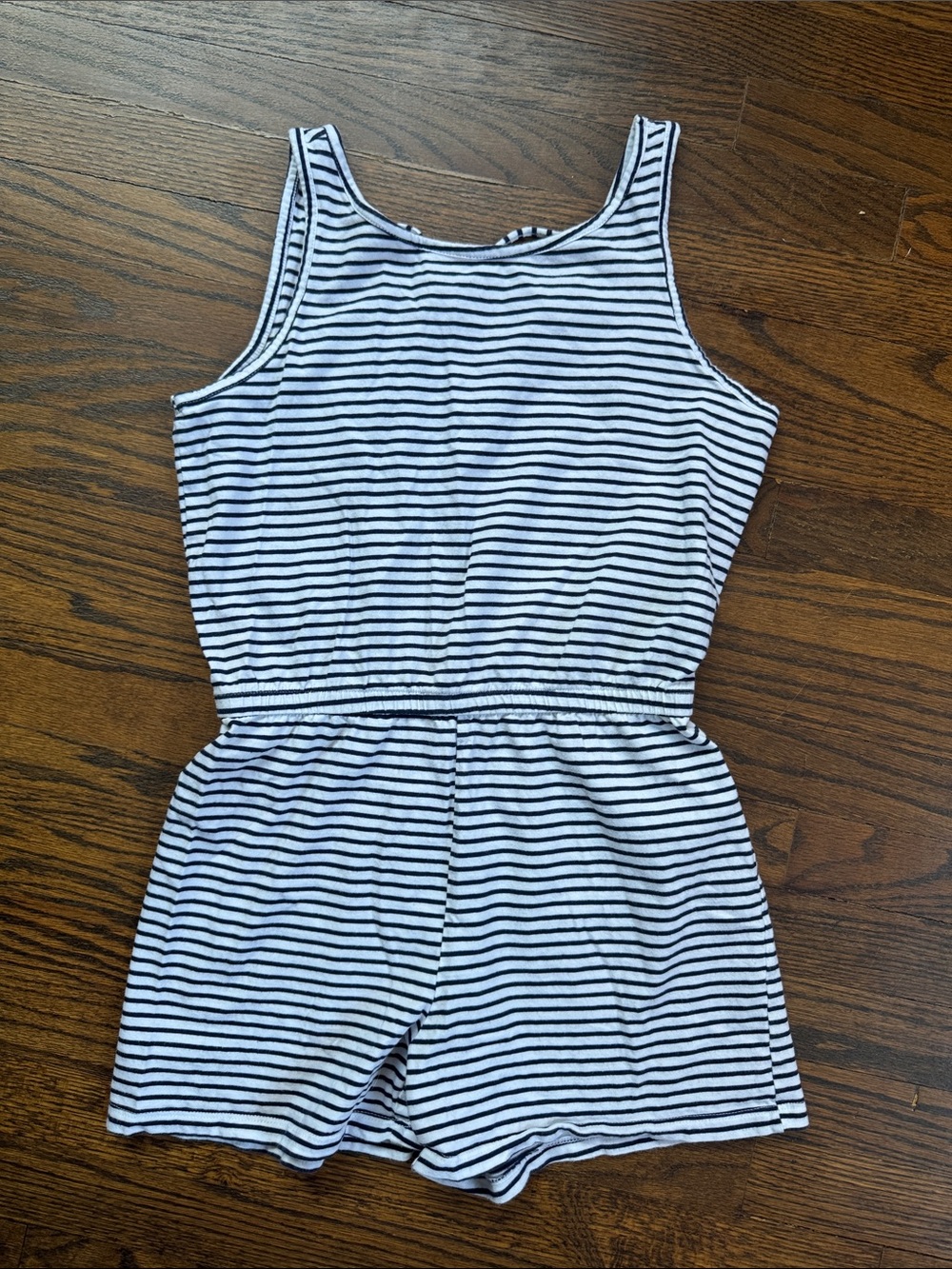 Old Navy White and Navy Striped Tank Romper